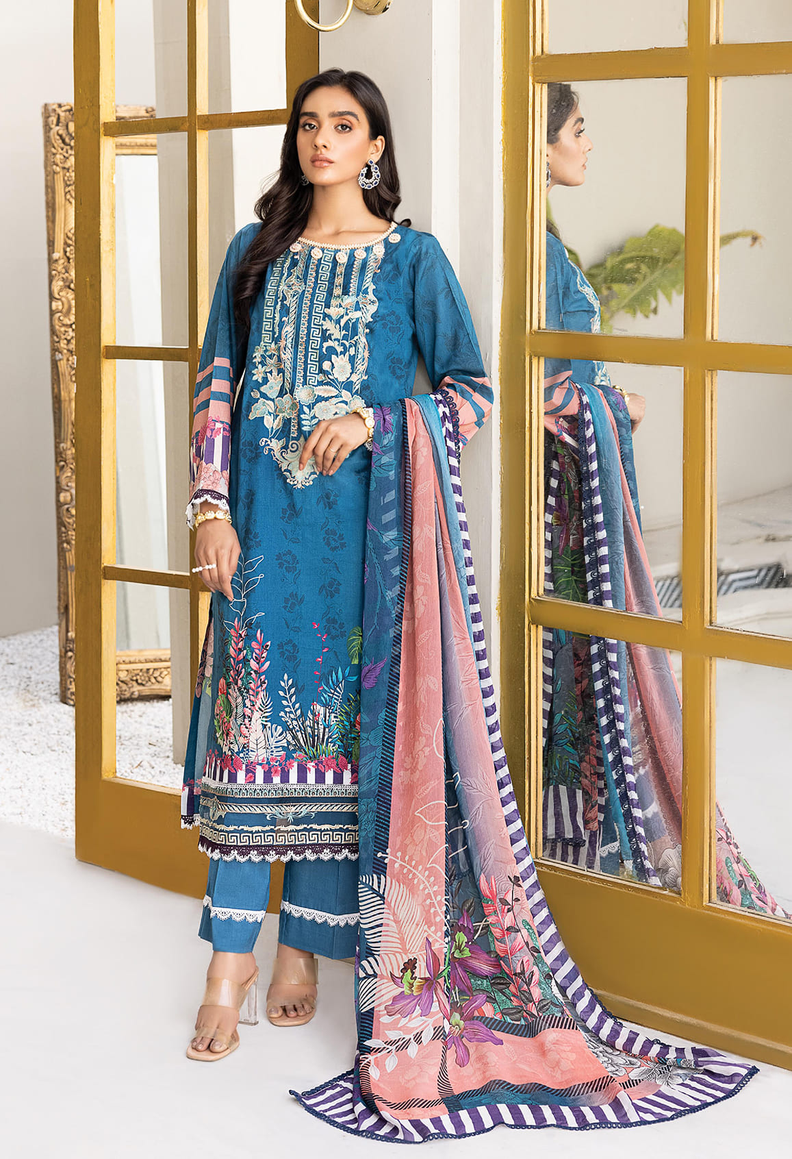 Florent Unstitched 3 Piece Embroidered Lawn Collection'2022-F-07-B