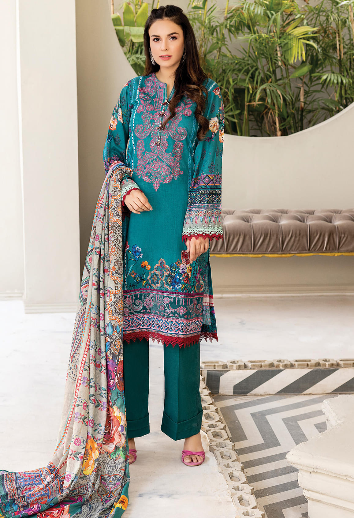 Florent Unstitched 3 Piece Embroidered Lawn Collection'2022-F-08-A