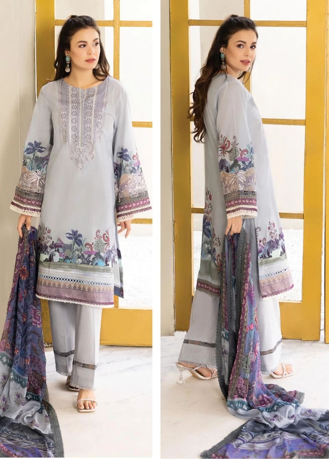 Florent Unstitched 3 Piece Embroidered Lawn Collection'2022-F-09-A