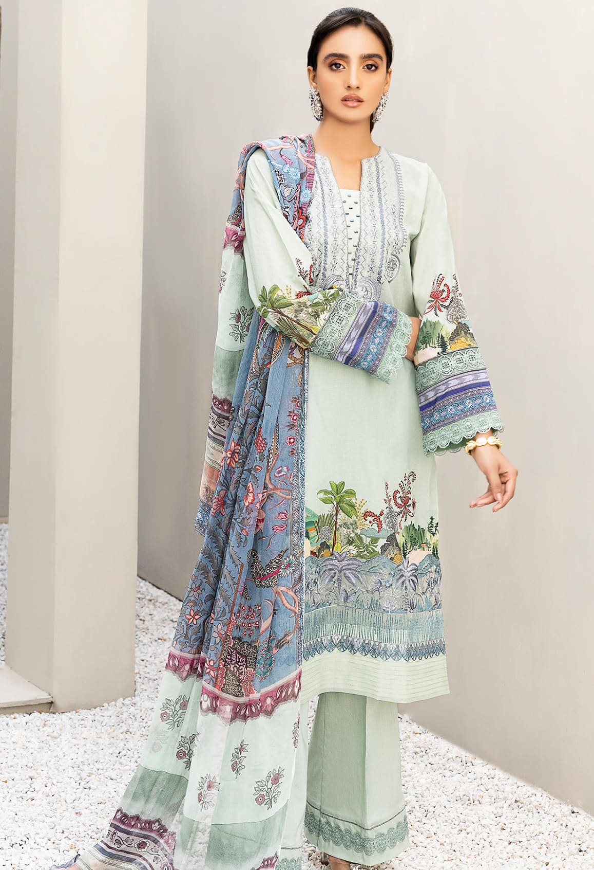Florent Unstitched 3 Piece Embroidered Lawn Collection'2022-F-09-B