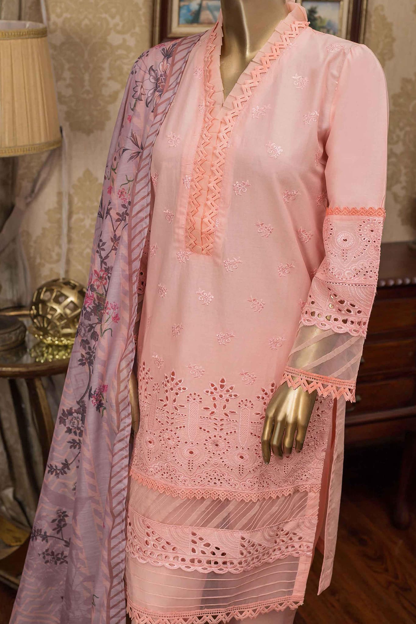 Fusion by Sada Bahar Stitched 3 Piece Lawn Collection'2022-CC-02-Pink