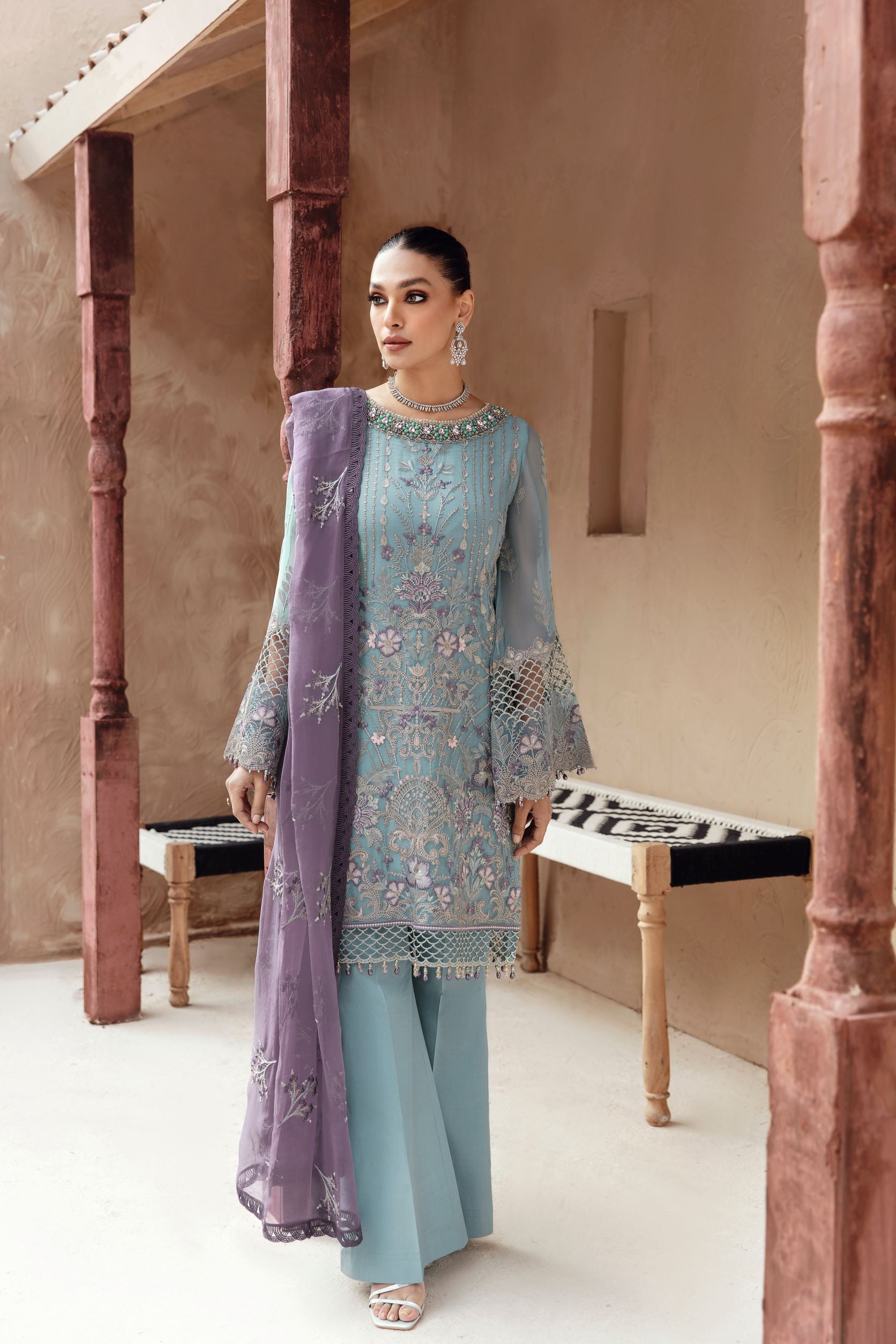 Flossie Unstitched 3 Piece Executive Chiffon Collection’2022-FE-407