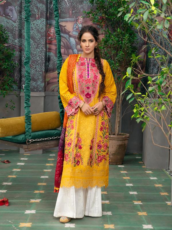 Maryam Hussain Unstitched Luxury Festive Lawn Collection'2021-D-10-Kesar