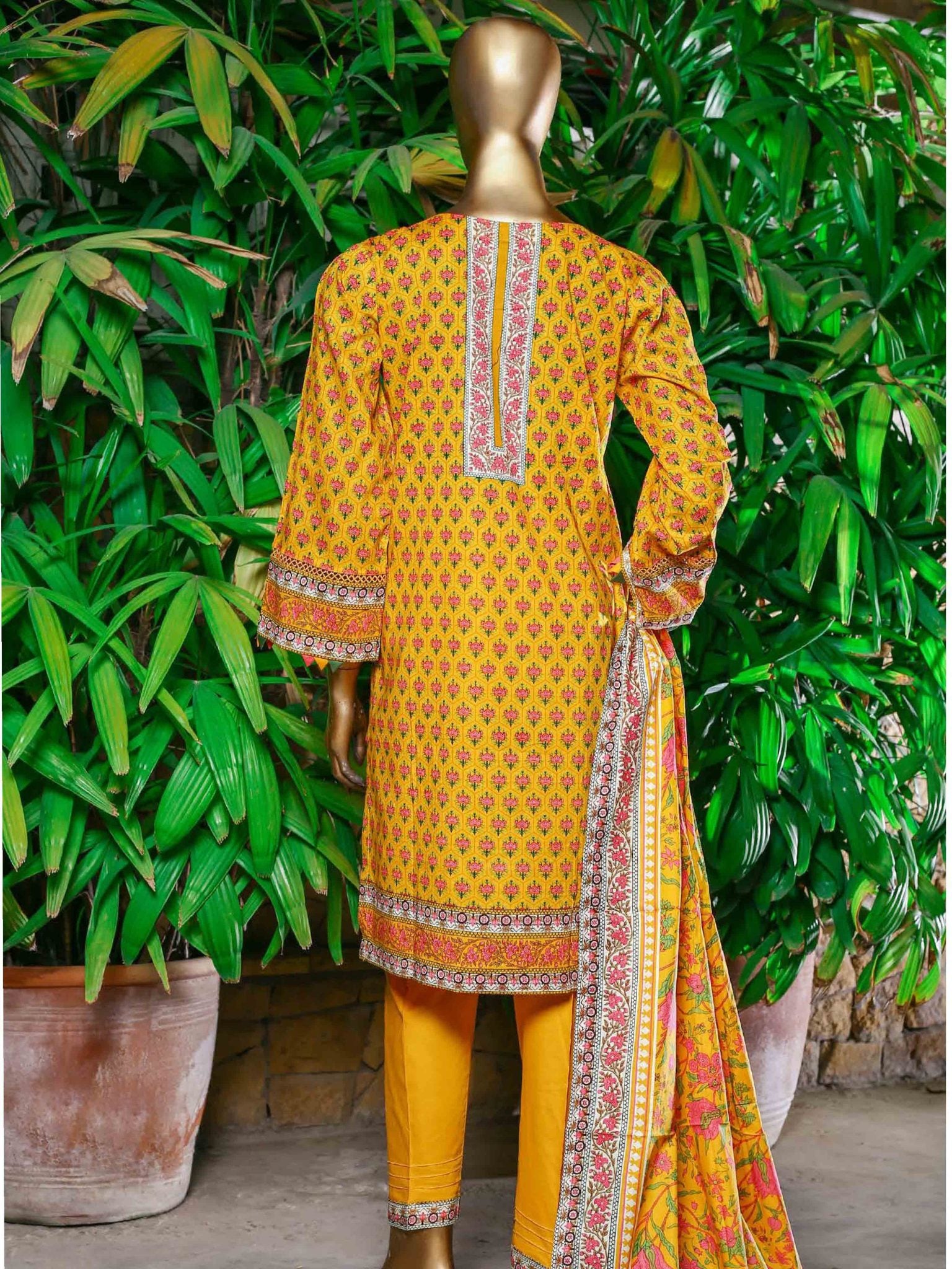 Bin Saeed Stitched 3 Piece Embroidered Lawn Collection’2021-FR-506-Yellow