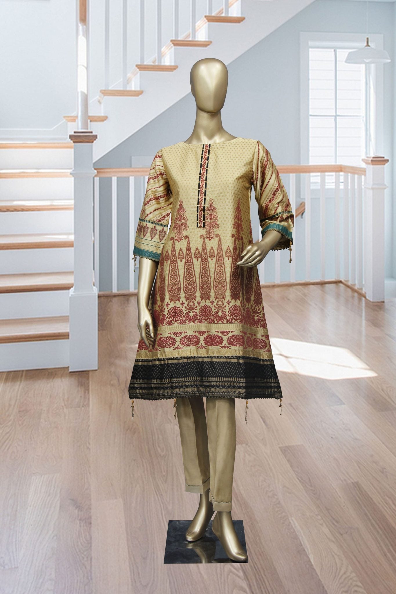 Bin Saeed Printed Tunic Silk Stitched Kurti Collection’2021-FSBS-6001-Golden
