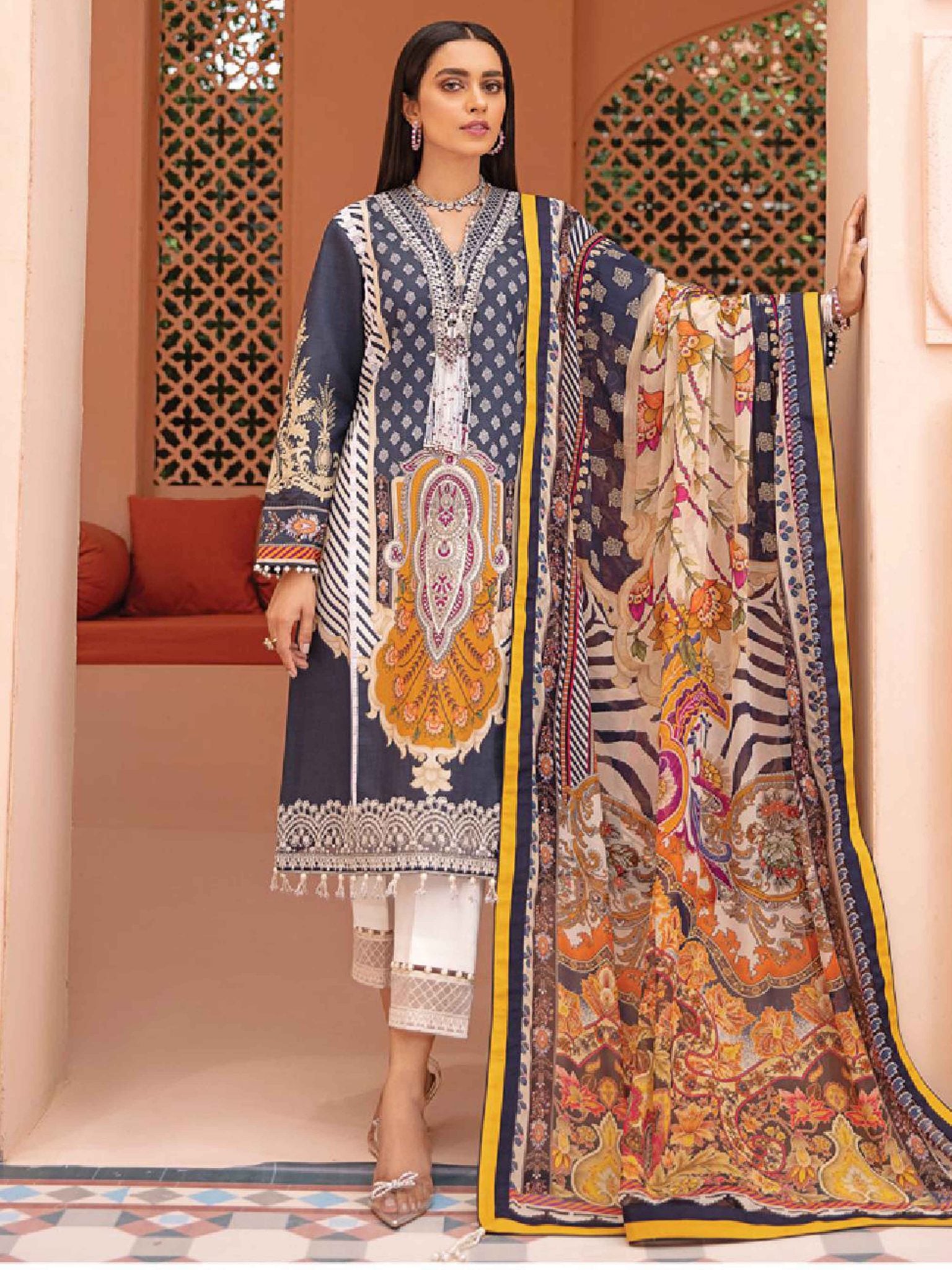 Gulaal Unstitched 3 Piece Lawn Vol-02 Collection'2021-GL-01-Mahrou