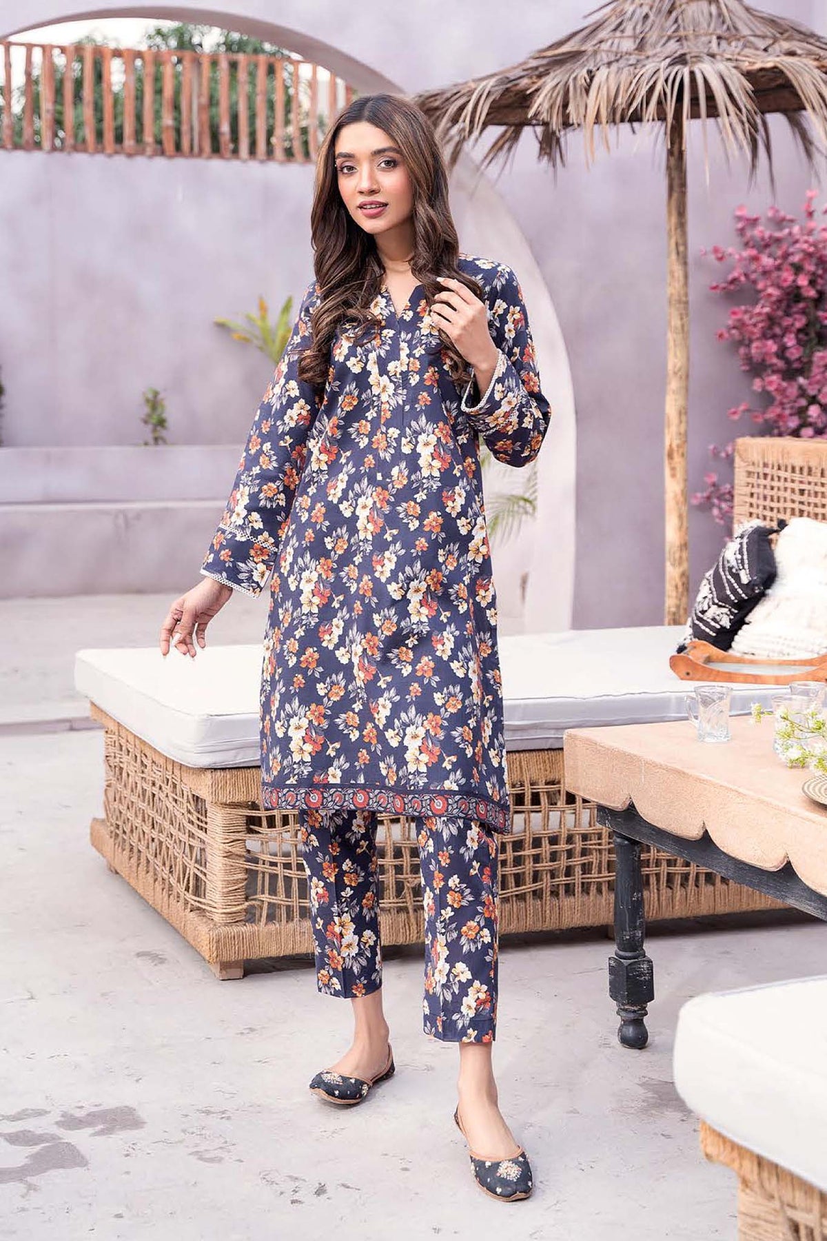 Hey Day by Esra Stitched 2 Piece Summer Printed Lawn Collection'2023-HD-05-Blue