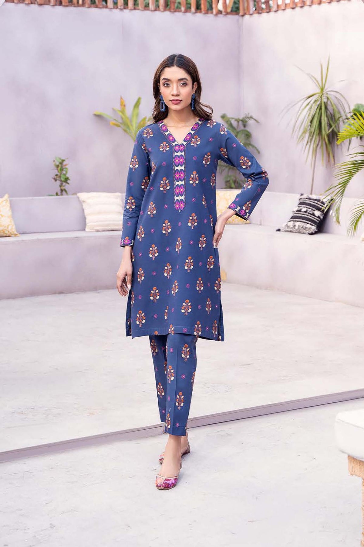 Hey Day by Esra Stitched 2 Piece Summer Printed Lawn Collection'2023-HD-07-Blue
