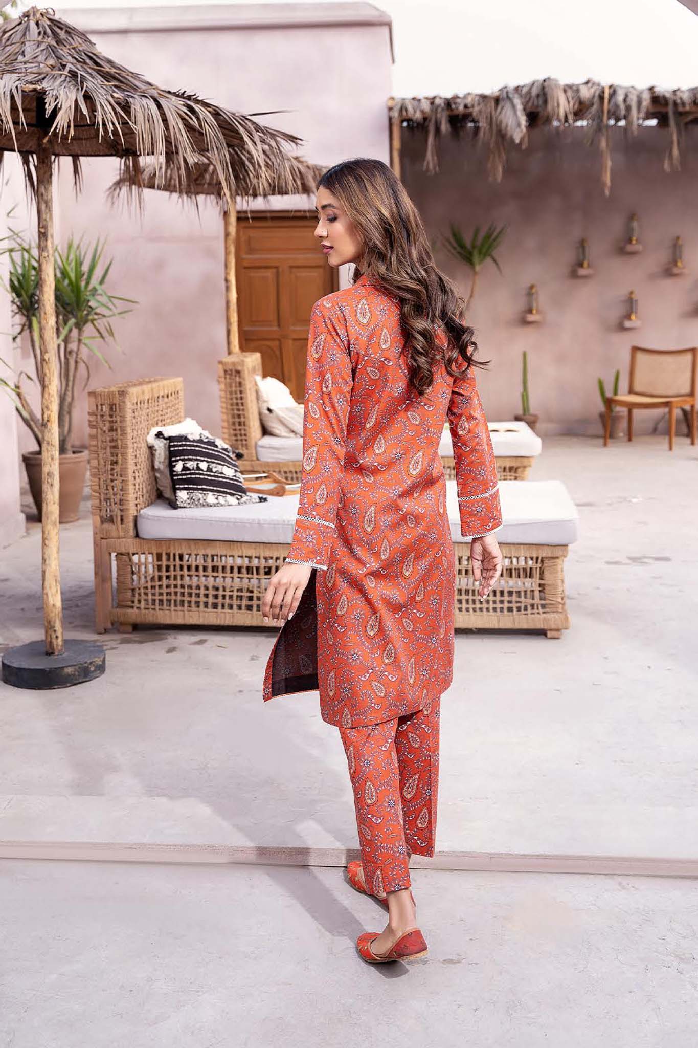 Hey Day by Esra Stitched 2 Piece Summer Printed Lawn Collection'2023-HD-08-Rust