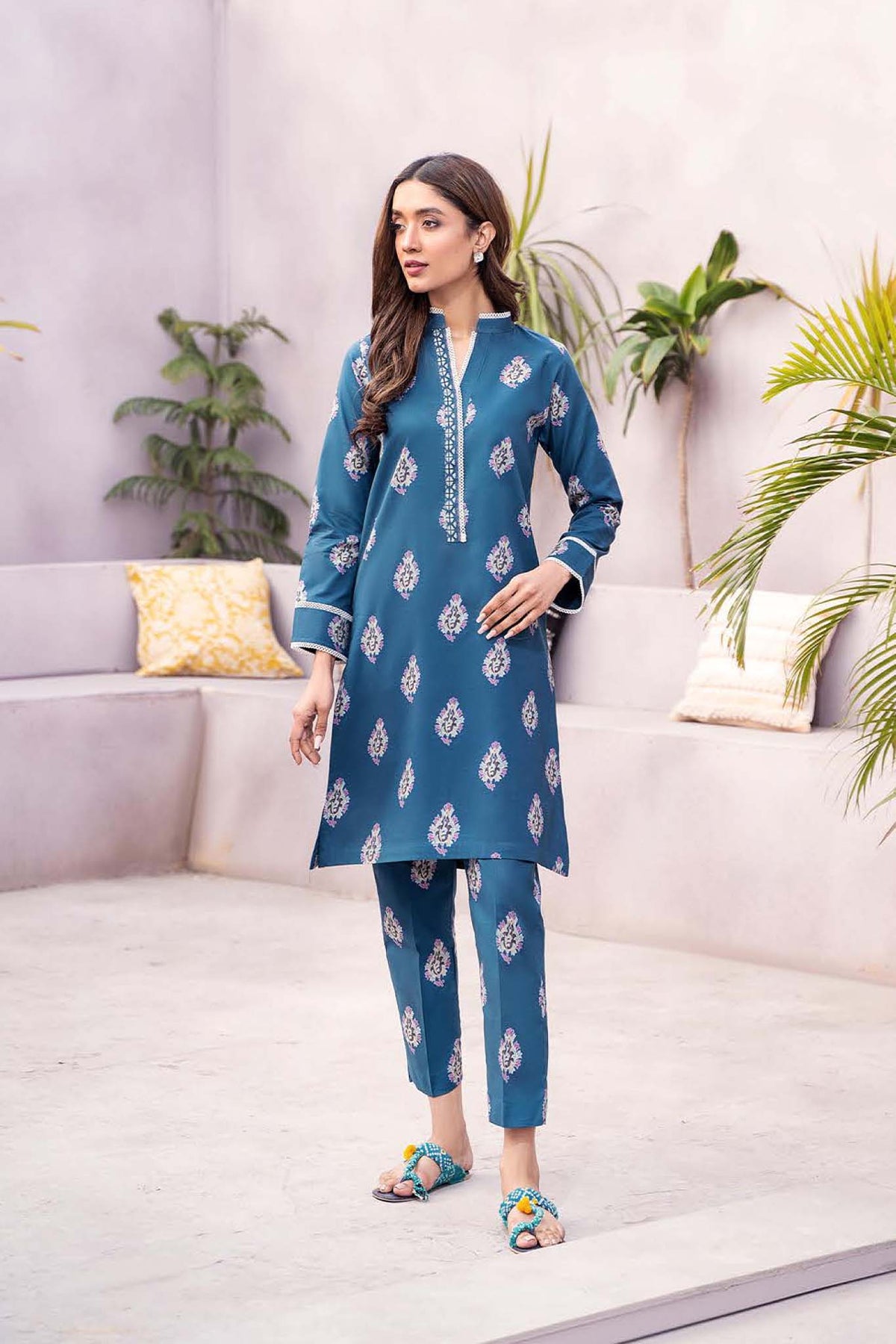 Hey Day by Esra Stitched 2 Piece Summer Printed Lawn Collection'2023-HD-10-Blue