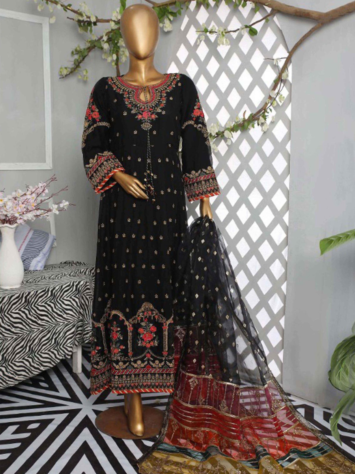 Sada Bahar Stitched 2 Piece Luxury Formal Vol-03 Collection'2021-HP-08-Black