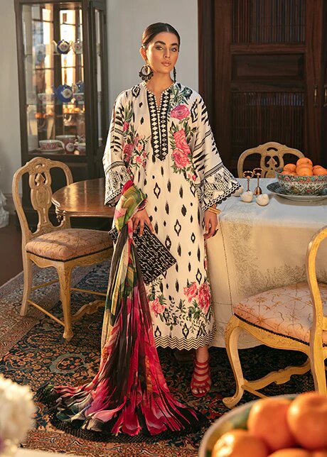 Sabzwari by Mahgul Unstitched 3 Piece Luxury Lawn Collection'2022-Ikat Rose
