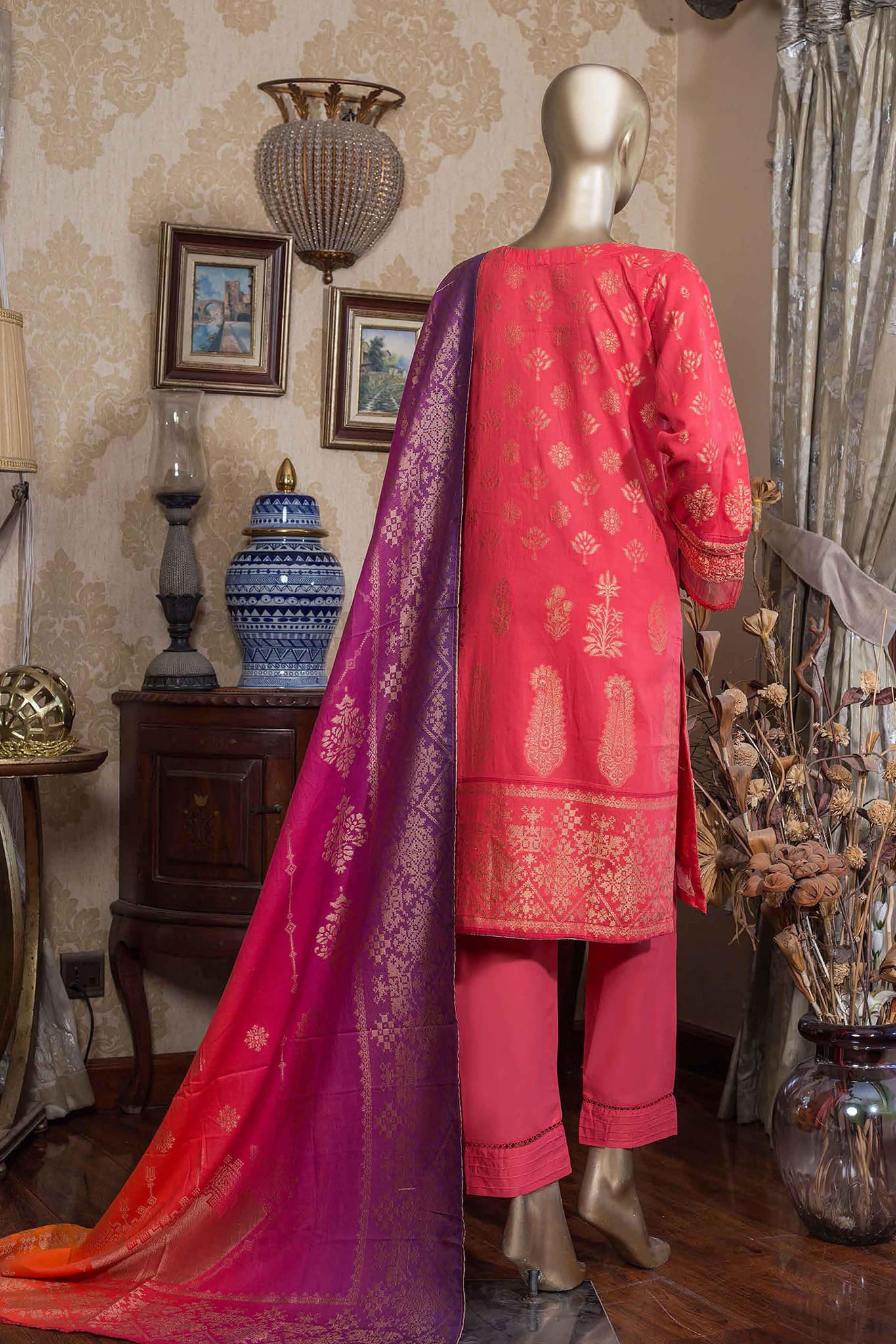 Fusion by Sada Bahar Stitched 3 Piece Lawn Collection'2022-JC-05-Pink