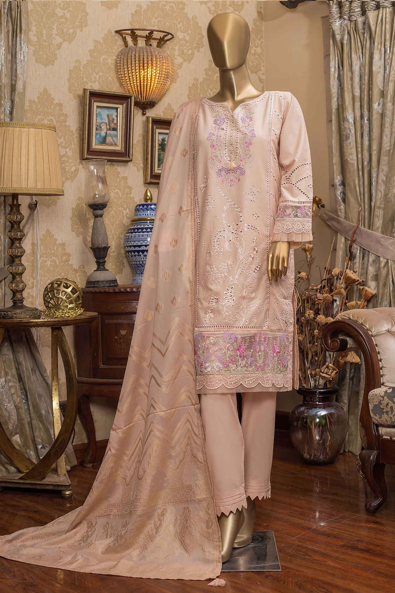 Fusion by Sada Bahar Stitched 3 Piece Lawn Collection'2022-JC-08-L.Pink