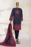 Bin Saeed Stitched 3 Piece Printed Khaddar Collection'2022-KF-0128-Blue