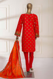 Bin Saeed Stitched 3 Piece Printed Khaddar Collection'2022-KF-086-Red
