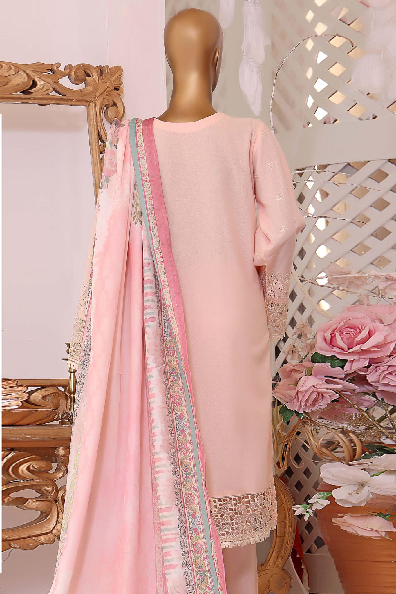 Sada Bahar Stitched 3 Piece Karandi Chikankari Shawl Collection'2022-KCK-011-Pink