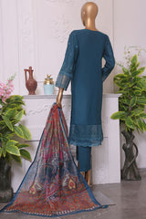 Sada Bahar Stitched 3 Piece Cotton Karandi Chikankari Collection'2023-KCK-15-Sea Green