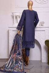 Sada Bahar Stitched 3 Piece Cotton Karandi Chikankari Collection'2023-KCK-19-Blue