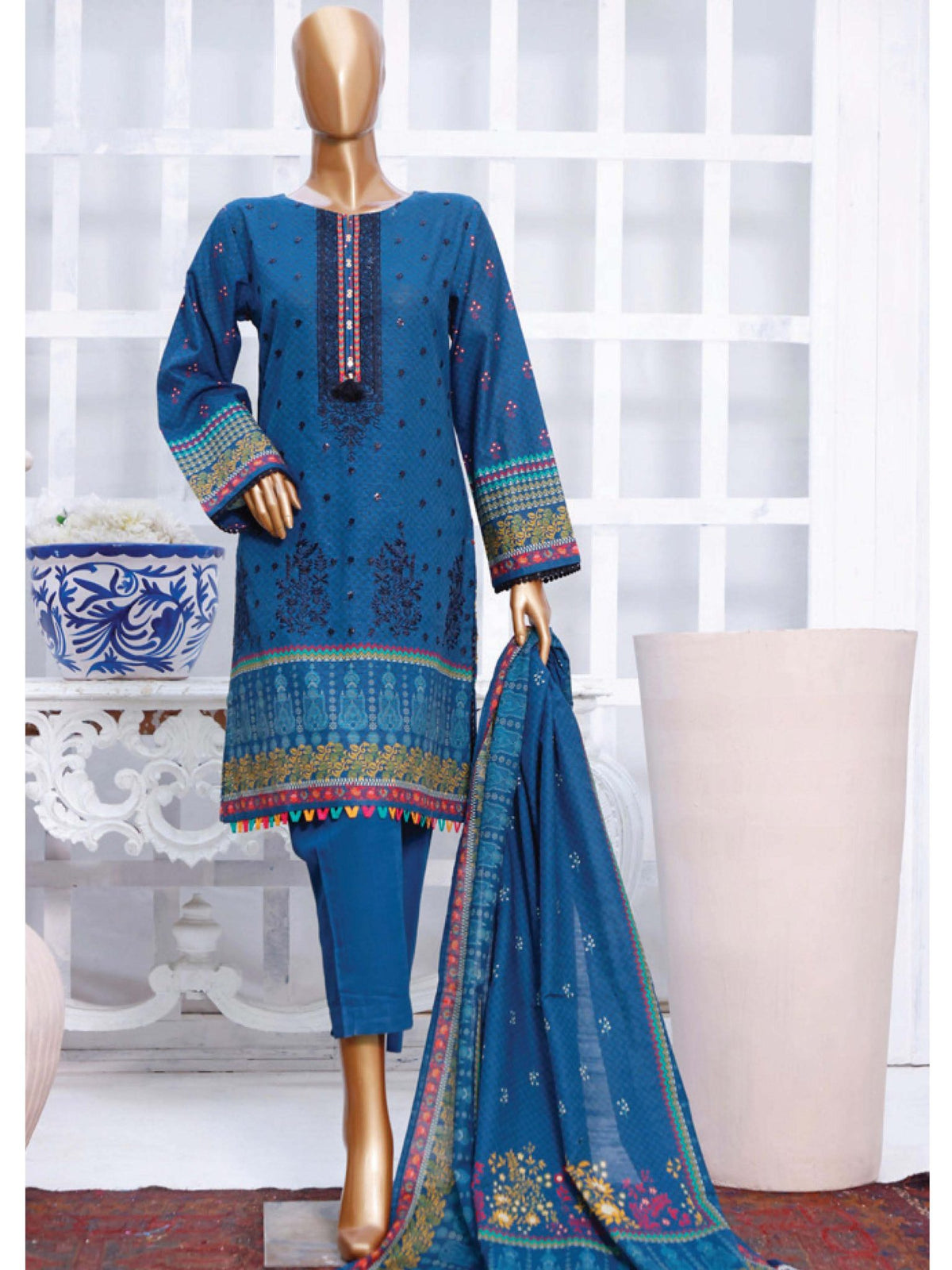 Sada Bahar Stitched 3 Piece Embroidered Khaddar Collection’2021-KD-10891-Blue