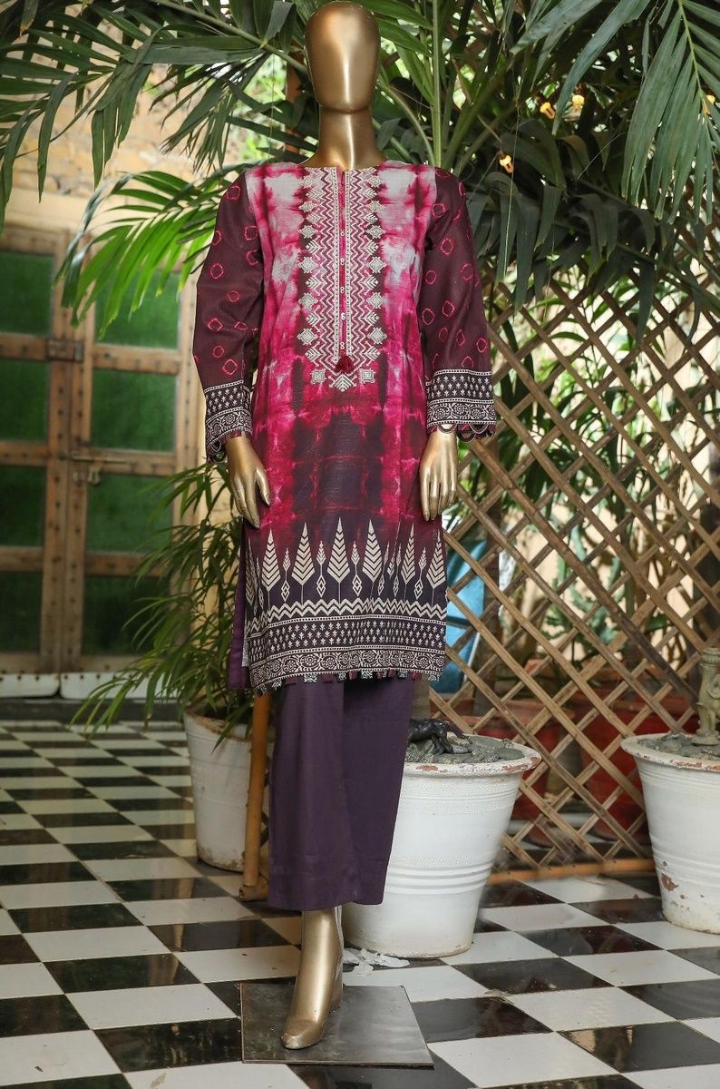 Sada Bahar Stitched Embroidered Khaddar Kurti Collection'2021-KD-12578-Purple