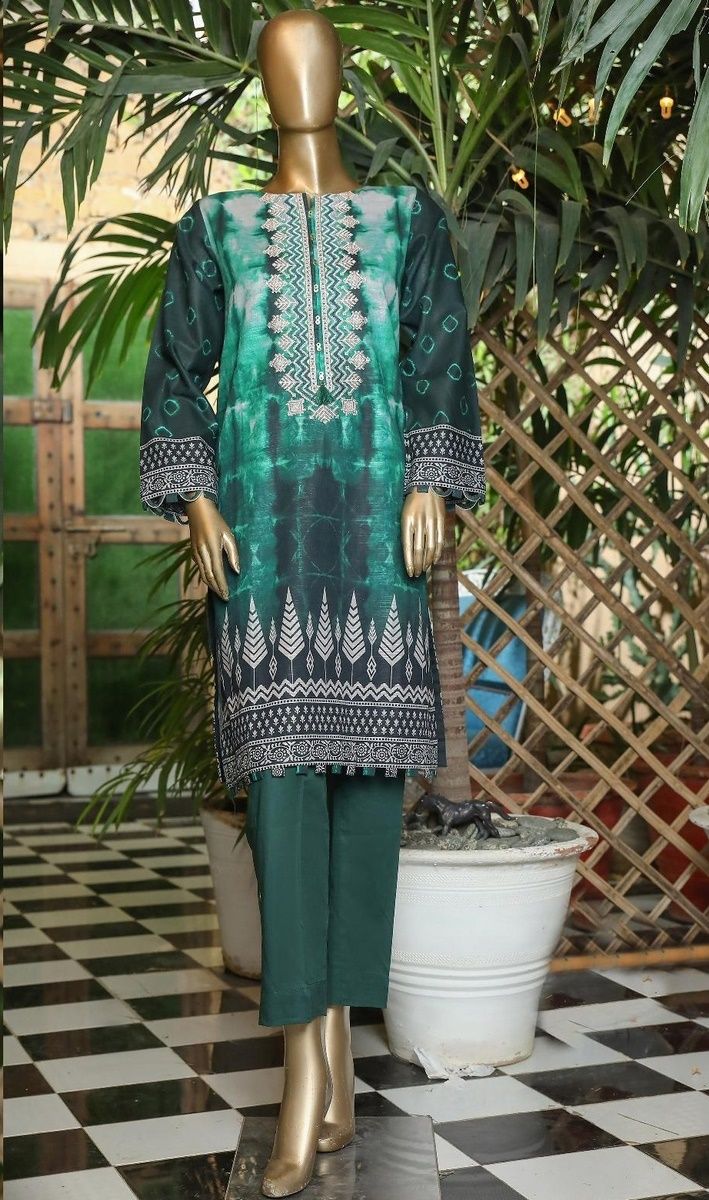 Sada Bahar Stitched Embroidered Khaddar Kurti Collection'2021-KD-12584-Green