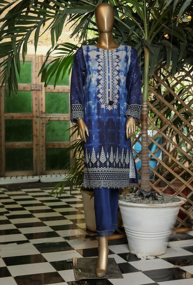 Sada Bahar Stitched Embroidered Khaddar Kurti Collection'2021-KD-12585-Blue