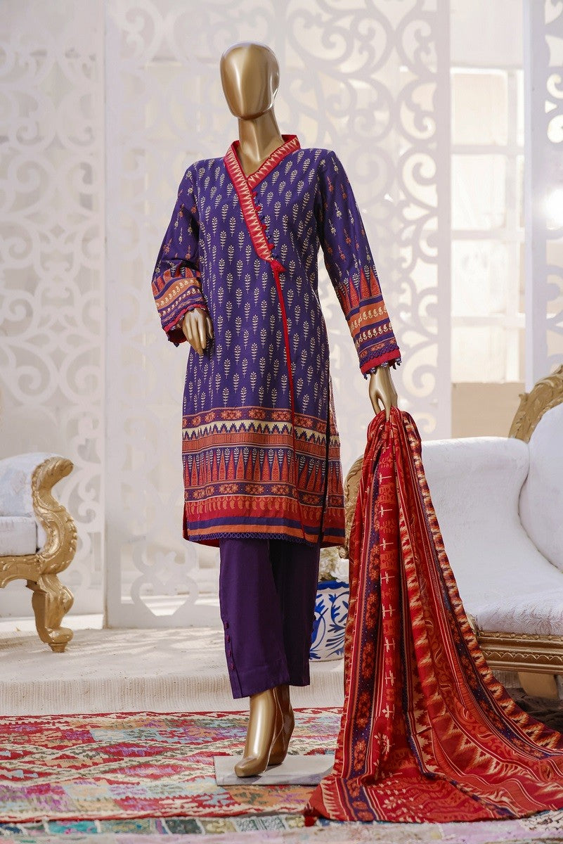 Sada Bahar Stitched 3 Piece Printed Khaddar Collection'2021-KD-9617-Purple