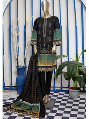 Bin Saeed Stitched 3 Piece Embroidered Khaddar Collection'2021-KH-1676-Black