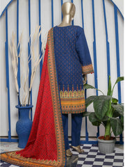 Bin Saeed Stitched 3 Piece Printed Khaddar Collection'2021-KH-1711-Blue
