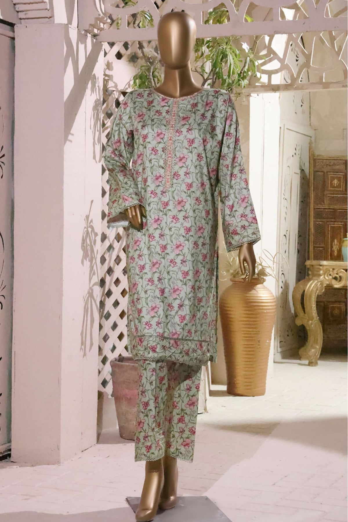 Bin Saeed Stitched 2 Piece Printed Linen Collection'2022-LIN-5890-Pista