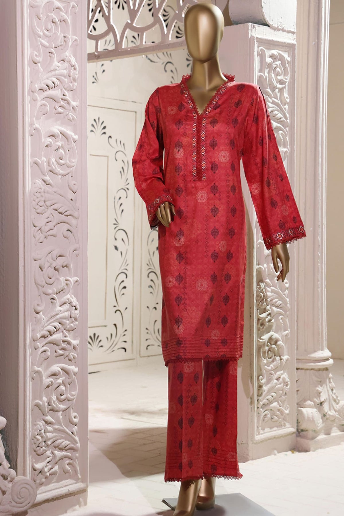 Bin Saeed Stitched 2 Piece Printed Linen Collection'2022-LIN-5893-Brown