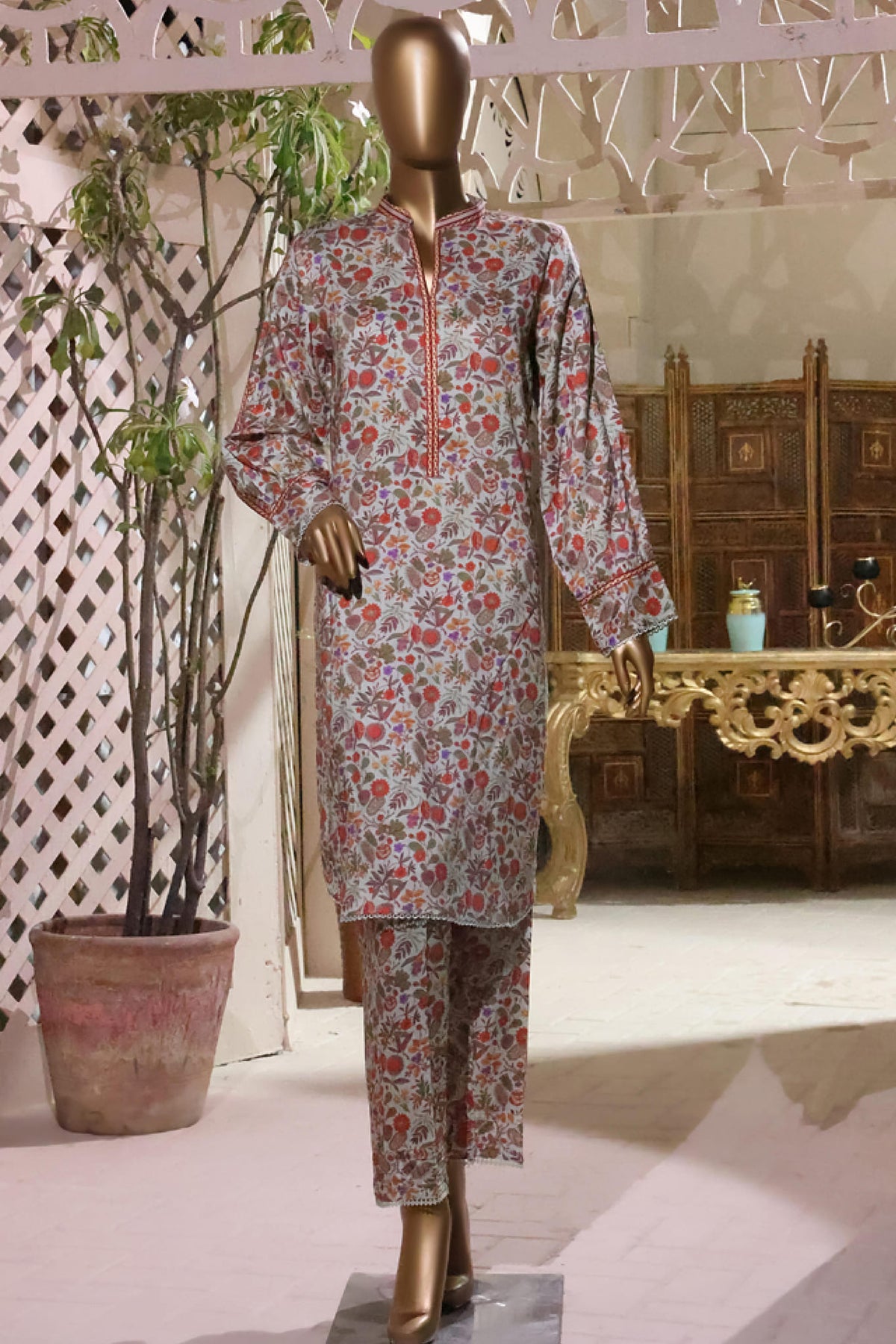 Bin Saeed Stitched 2 Piece Printed Linen Collection'2022-LIN-5881-Skin