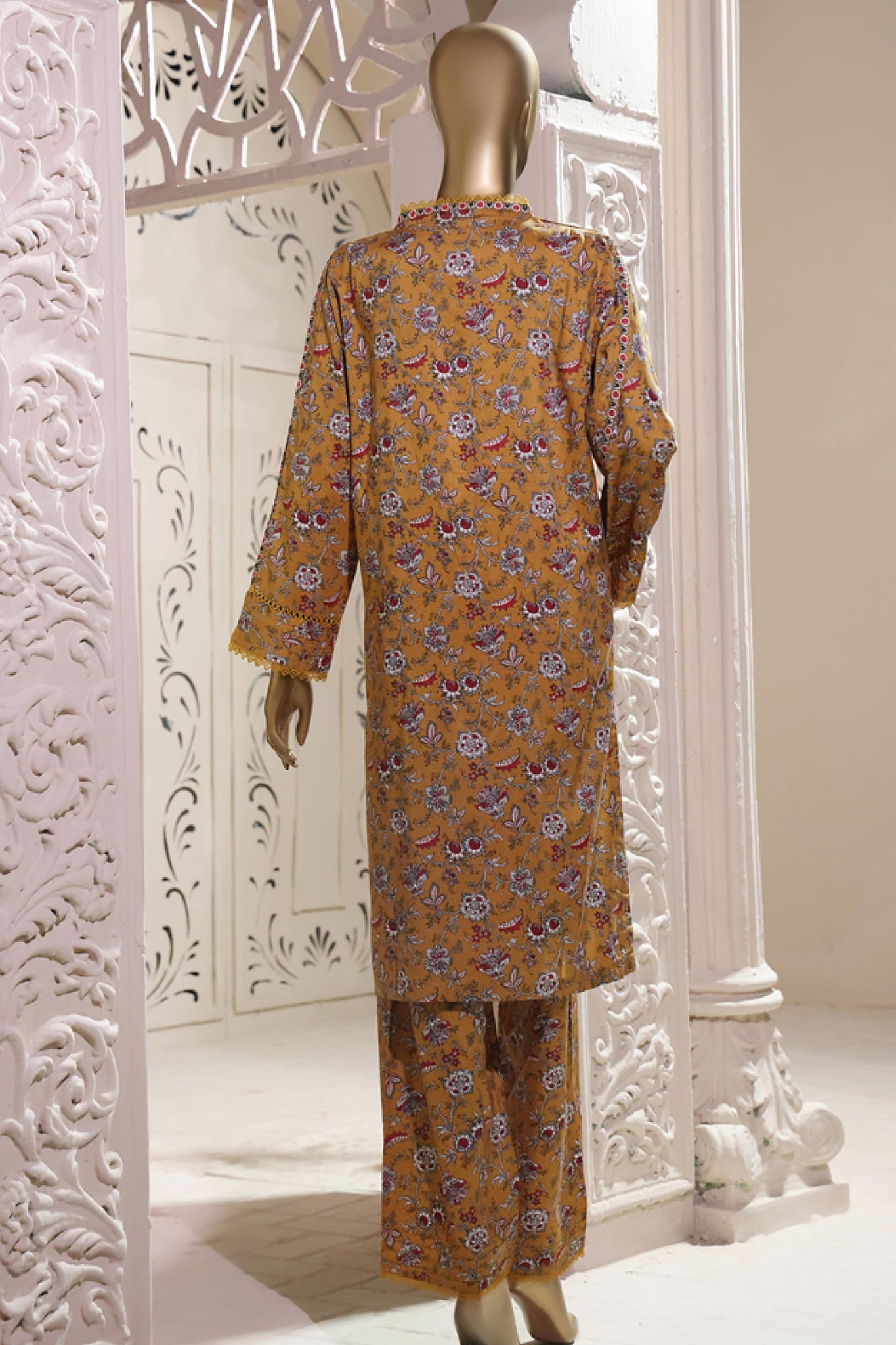 Bin Saeed Stitched 2 Piece Printed Linen Collection'2022-LIN-5886-Mustard