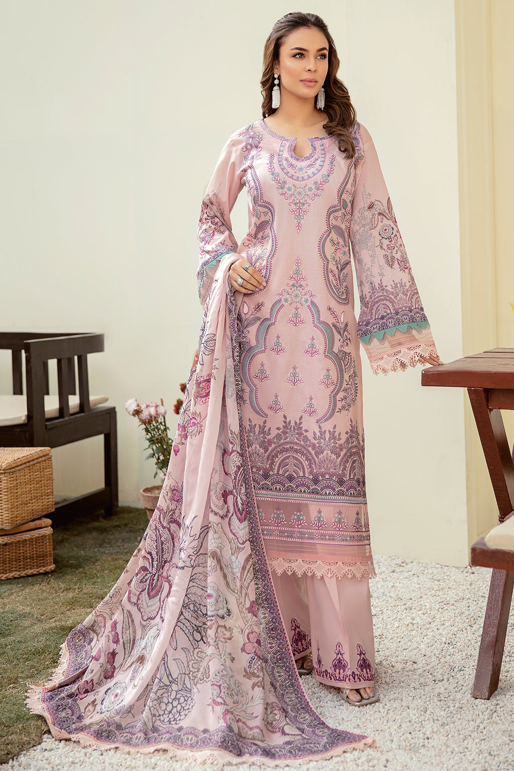 Mashaal by Ramsha Unstitched 3 Piece Luxury Lawn Vol-03 Collection'2022-L-302