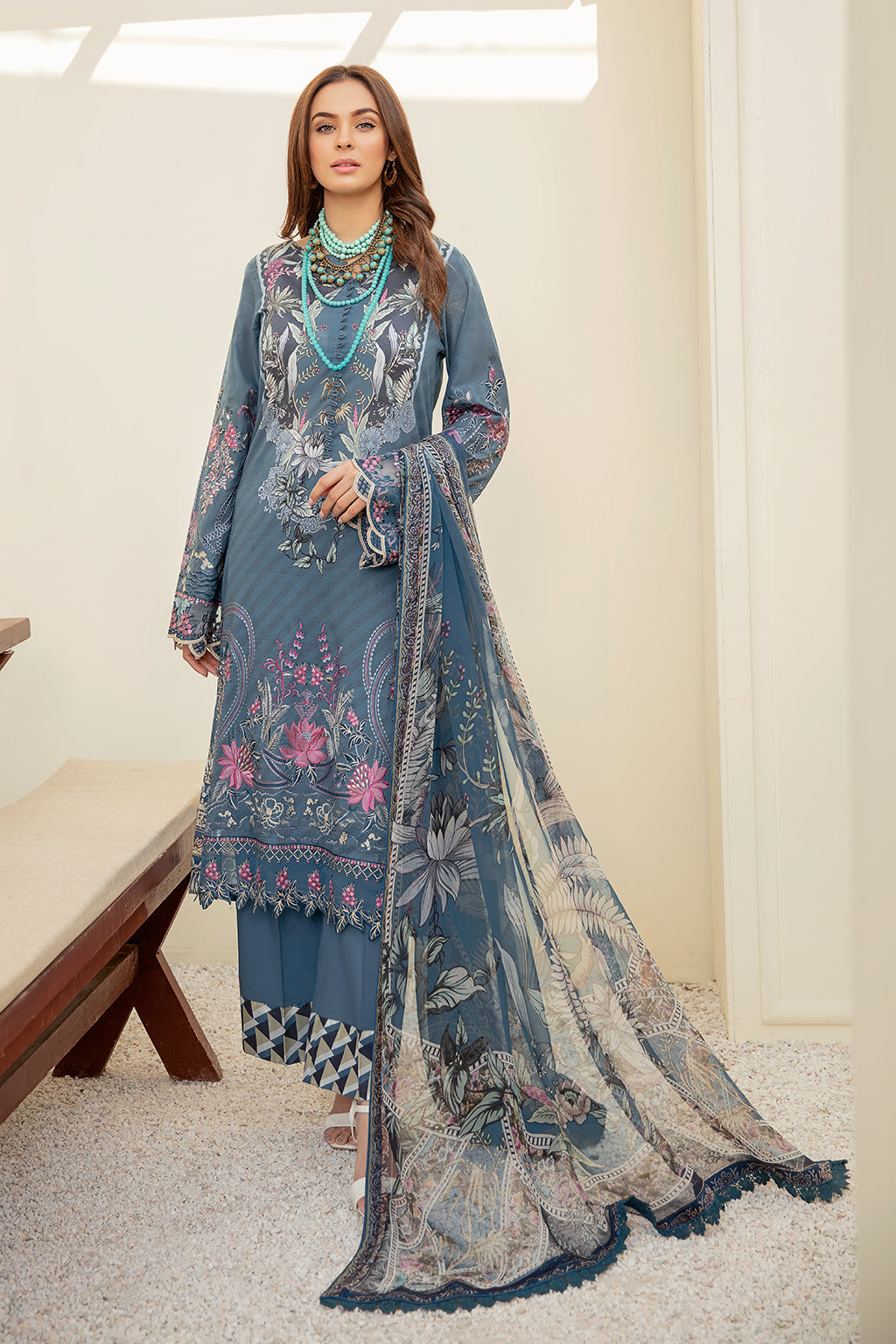 Mashaal by Ramsha Unstitched 3 Piece Luxury Lawn Vol-03 Collection'2022-L-303