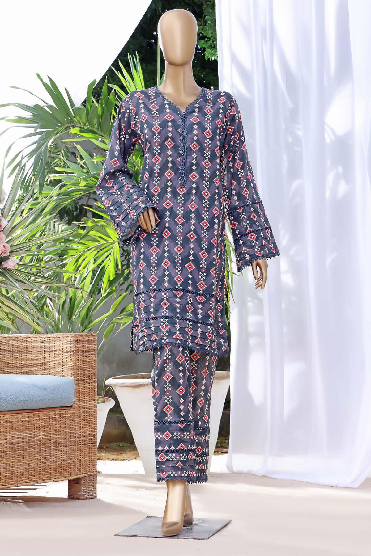 Lea by Bin Saeed Stitched 2 Piece Printed Cotton Collection'2022-CKF-007-Grey
