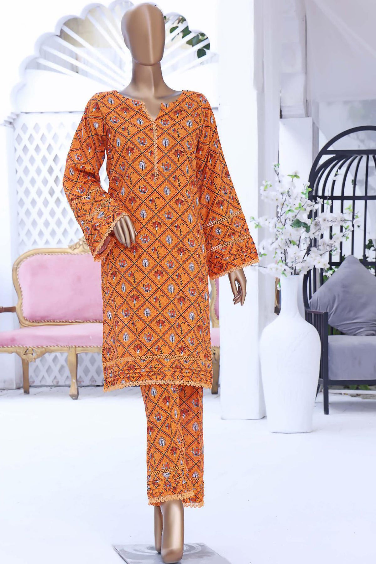 Lea by Bin Saeed Stitched 2 Piece Printed Cotton Collection'2022-CKF-014-Yellow