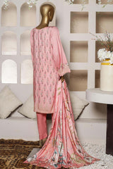 Bin Saeed Stitched 3 Piece Printed Linen Collection'2022-LI-5072-Pink