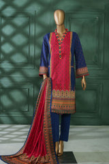 Bin Saeed Stitched 3 Piece Printed Linen Collection'2022-LIN-5839-Red