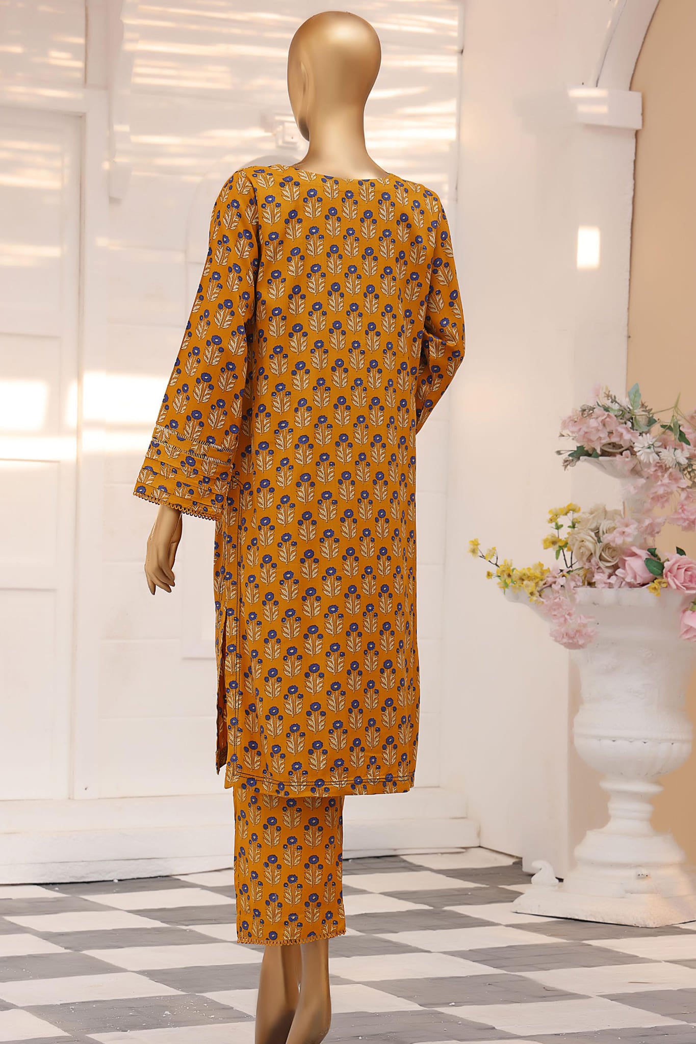 Sada Bahar Stitched 2 Piece Printed Linen Collection'2022-LS-3567-Mustard