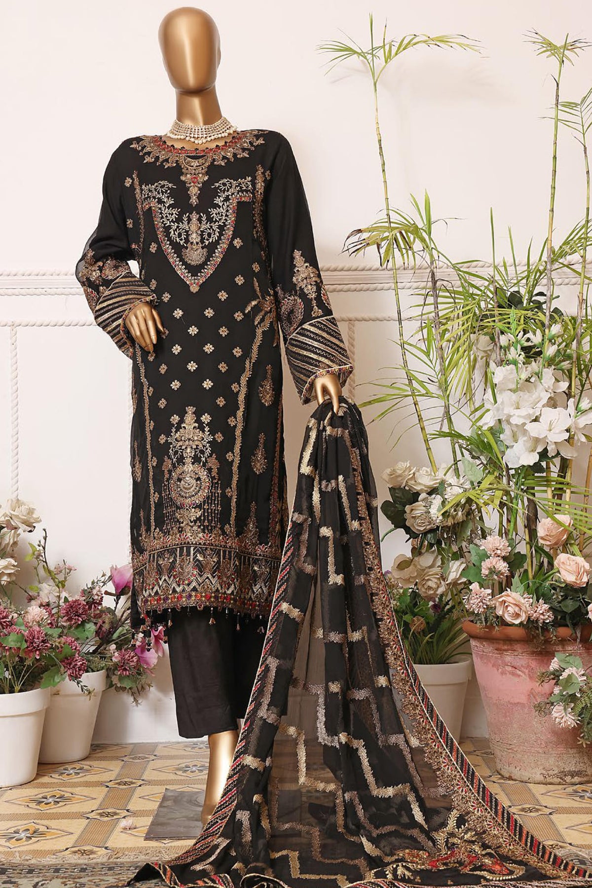 Lazneen by Maria Fabrics Stitched 3 Piece Luxury Formals Collection'2022-LT-07