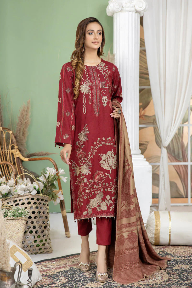 Marjjan by Zohaib Arts Unstitched 3 Piece Sequenced Emb Collection'2022-MDS-29-Maroon