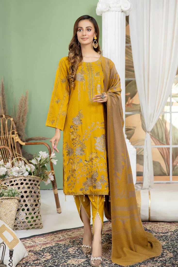 Marjjan by Zohaib Arts Unstitched 3 Piece Sequenced Emb Collection'2022-MDS-29-Mustard