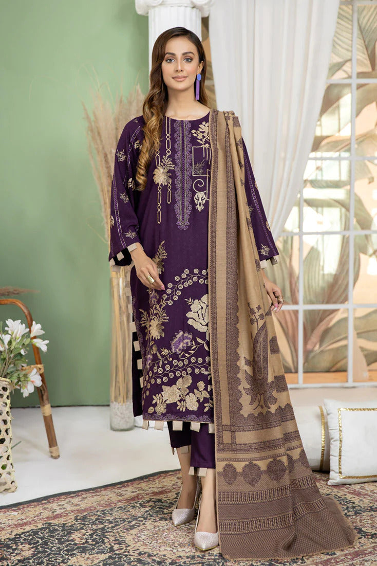 Marjjan by Zohaib Arts Unstitched 3 Piece Sequenced Emb Collection'2022-MDS-29-Plum