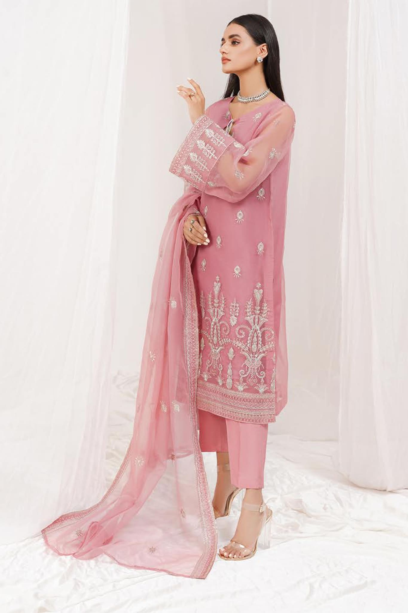 Mersin by Esra Stitched 2 Piece Festive Organza Collection'2022-ME-01-Pink