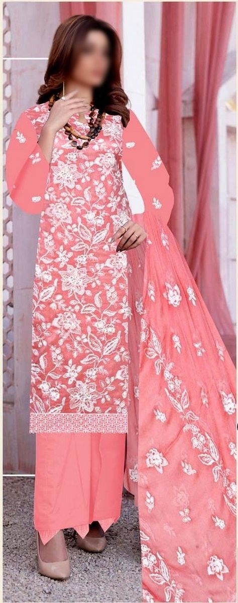 Marjjan Unstitched 3 Piece Matte Sequence & Resham Collection'2023-MNC-128-Peach