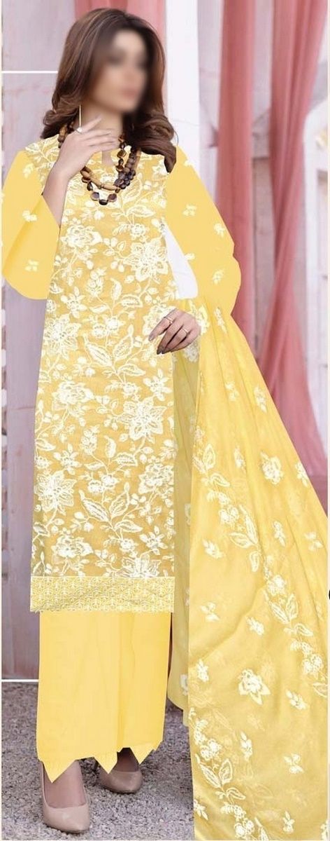 Marjjan Unstitched 3 Piece Matte Sequence & Resham Collection'2023-MNC-128-Yellow