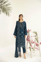 Marjjan Unstitched 3 Piece Resham and Zari Lawn Collection'2023-MNC-137-Blue