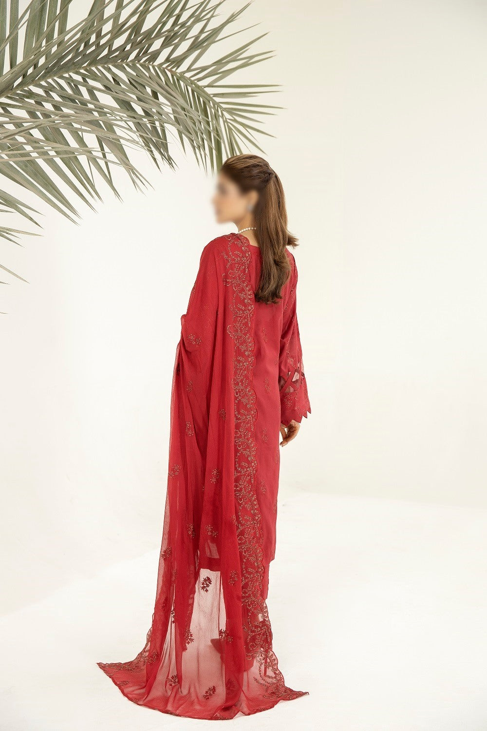 Marjjan Unstitched 3 Piece Resham and Zari Lawn Collection'2023-MNC-137-Red